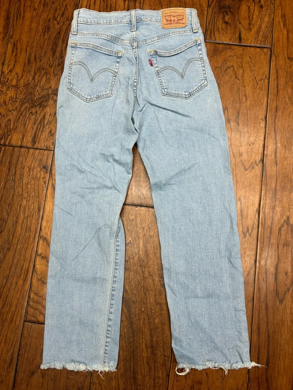 Levi's Light Blue Wedgie Straight Distressed Jeans - Picture 8 of 9